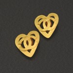Chanel Gold Tone Heart Shaped Earrings