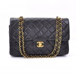 Chanel 2.55 10" Black Quilted Leather Shoulder Bag