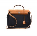 Hermes Beige x Black Canvas Leather Herbag PM 2 in 1 Shoulder Bag