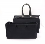 Hermes Herbag Cabas 2 in 1 Black Canvas x Leather Hand Bag