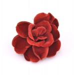 Vintage Chanel Red Velvet Flower Brooch Pin