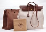 Hermes Beige x Brown Canvas Herbag MM 2 in 1 Shoulder Bag H366