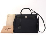 Hermes Beige x Black Canvas Leather Herbag PM 2 in 1 Shoulder Bag
