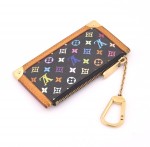 Louis Vuitton Pochette Cles Black Multicolor Monogram Coin Key Case Pouch