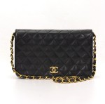Chanel Black Quilted Leather Shoulder Flap Classic Bag 9"