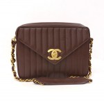Chanel Jumbo Brown Caviar Vertical Quilted Leather Shoulder Bag