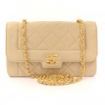 Chanel Beige Quilted Leather Classic Shoulder Bag Gold Chain