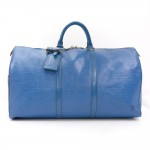 Vintage Louis Vuitton Keepall 50 In Blue Epi Leather Travel Bag