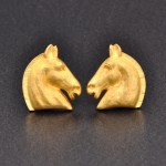 Hermes Gold Tone Horse Head Motif Earrings