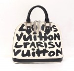 Louis Vuitton Alma Graffitti Limited Edition Black x White Leather Handbag