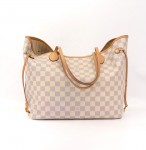 Louis Vuitton Neverfull MM White Damier Azur Canvas Tote Bag