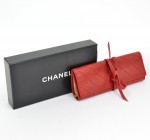 Chanel Red leather jewelry travel case CC  X819