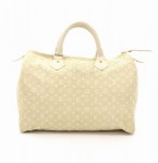 Louis Vuitton Speedy 30 White Mini Monogram Lin Dune Handbag