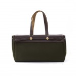 Hermes Herbag Cabas GM 2 in 1 Khaki Green Canvas x Leather Hand Bag