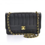 Vintage Chanel Black Vertical Leather Shoulder Flap Classic Bag