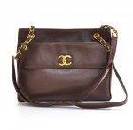 Vintage Chanel Brown Caviar Leather Tote Shoulder Bag