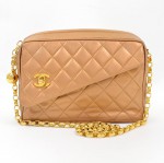 Chanel  Bronze Quilted Leather Shoulder Bag Gold Chain CC SS505