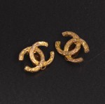 Vintage Chanel Gold Tone CC Logo Earrings