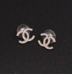 Chanel Silver Tone CC Logo Earrings