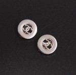 Chanel Silver Tone Round Earrings CC