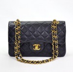 Chanel Navy Quilted leather 2.55 9" shoulder bag CC gold Chain X975