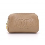 Chanel Beige Caviar Leather Small Pouch