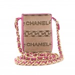 Chanel Pink Leather Cigarette Case Shoulder Chain