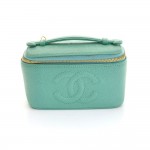 Chanel Caviar Leather Mint Green Vanity Cosmetic Bag