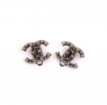 Chanel Silver Gray CC Logo Earrings