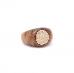 Hermes Brown Wooden x Silver Tone Ring