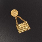 Vintage Chanel Gold Tone Bag Motif Pin Brooch