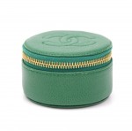 Chanel Green Caviar Leather Mini Jewelry Case Pouch