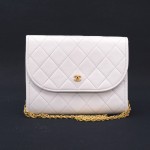 Vintage Chanel White Quilted Leather Small Party Bag