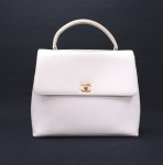Chanel White Caviar Leather Kelly Style Hand Bag