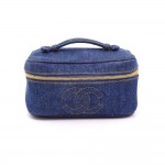 Chanel Blue Denim Vanity Case Cosmetic Bag