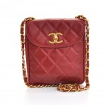 Chanel Red Quilted Leather Chain Shoulder Bag