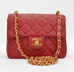 Vintage Chanel Red Quilted Leather Mini Shoulder Bag SS598