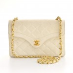 Vintage Chanel White Quilted Leather Shoulder Bag