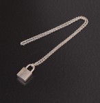 Hermes Sterling Silver Cadena Motif Pendant Top Necklace