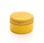 Chanel Yellow Caviar Leather Mini Jewelry Case Pouch