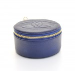 Chanel Blue Caviar Leather Jewelry Case Pouch