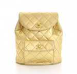 Vintage Chanel Gold Tone Quilted Leather Backpack