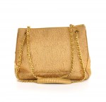 Vintage Chanel Metallic Gold Leather Shoulder Tote Bag