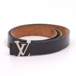 Louis Vuitton Black Leather Ceinture Initiales 30mm Belt