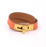 Hermes Kelly Double Tour Orange Leather Bracelet