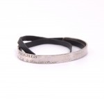 Hermes Black Leather Wrap Silver Bracelet