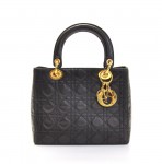Christian Dior Lady Dior Black Quilted Leather Handbag
