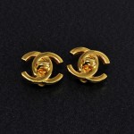 Chanel Gold Tone CC twist lock motif Earrings