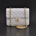 Vintage Chanel White Quilted Leather Mini Shoulder Bag