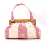 Chanel White x Red Cotton Hand Bag